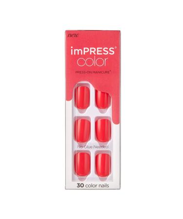 KISS imPRESS Color Press-On Manicure  Gel Nail Kit  PureFit Technology  Short Length   Corally Crazy   Polish-Free Solid Color Mani  Includes Prep Pad  Mini File  Cuticle Stick  and 30 Fake Nails - Buy Online on GoSupps.com