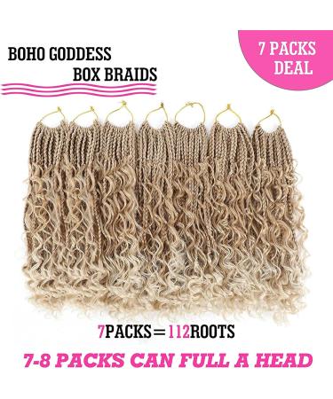 Yamolesuny Boho Bob Box Braids Crochet Hair with Curly Ends Pre-looped Goddess Locs Braiding Extensions 3X Bohemian Hippie For Black Women(14 Inch 613#) - Buy Online on GoSupps.com