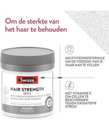 SWISSE Strong Hair for Men Supplements for Hair with Biotin Vitamin E and Zinc 30 Tablets Made in Italy Old Edition - Buy Online on GoSupps.com