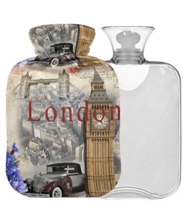 Naanle Tower Bridge Big Ben Heat bottle MITSCHAPED transparent hot water bottle 1L heat bottle for bed Handfoot Warmer pain relief heat and cold therapy
