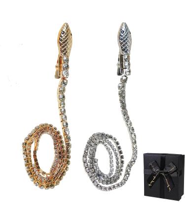 Rhinestones Snake Hair Chains Punk Crystal Tassel Hair Clip Chains Decorative Hairpin Headpiece for Women SET2 - Buy Online on GoSupps.com