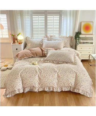 Ruffle Bedding Set 1 Bed Duvet Cover 2 Pillow Cases No Sheets Super Soft Touch Floral Style Soft (1 150x200cm) - Buy Online on GoSupps.com