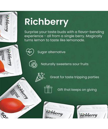 Richberry Miracle Berry Halves (8g) - 50 Pack, Sweetens Sour Foods, Premium Freeze-Dried Fruits, Vegan-Friendly - Buy Online on GoSupps.com