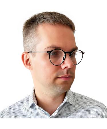 Buy Mini Round Rectangular Light Reading Glasses - 2.0 Dioptries Free Case Black Plastic Frame - Unisex Reading Aid - Buy Online on GoSupps.com