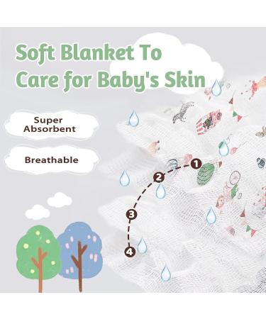 Amo Nenes Baby Swaddle Blanket | Large 110x150 cm Muslin Cloth | Soft Breathable Bamboo Cotton Wrap for Newborns | Double Layer Animals Print - Buy Online on GoSupps.com
