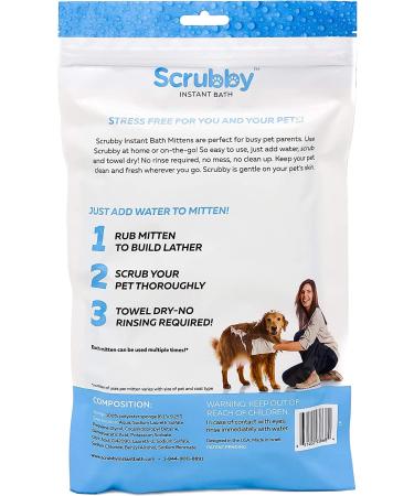 ScrubbyPet No Rinse Pet Wipes - 5-Count Mittens for Easy Pet Bathing, Grooming, and Washing - Buy Online on GoSupps.com