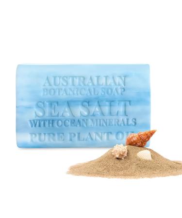 Australian Botanical Soap  Sea Salt with Ocean Minerals Plant Oil Soap  6.6 oz  193g- oz. (187g) Soap Bars | All Skin Types | Shea Butter Enriched - 1 Count Sea Salt with Ocean Minerals 6.6 Ounce (Pack of 1)