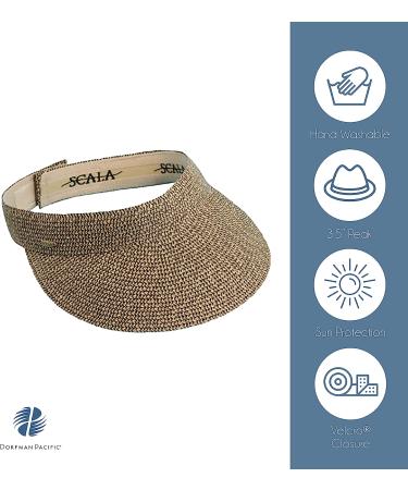 Scala Women's Paper Braid Visor in Coffee/Black - One Size - Buy Online on GoSupps.com