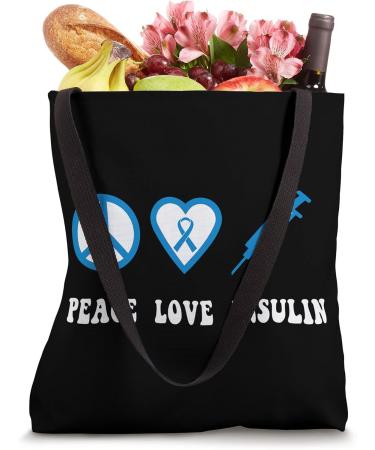 Peace Love Insulin Diabetes Awareness Tote Bag - 16 Inches | Diabetic Type One Gift - Buy Online on GoSupps.com