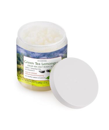 Revitalize Your Skin: Green Tea Lemongrass Dead Sea Salt Body Scrub with 7 Essential Oils & Vitamin E - International Shipping Available - Buy Online on GoSupps.com