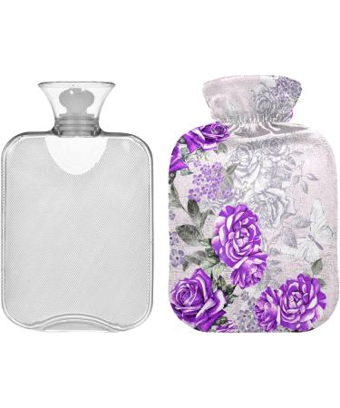 Shop Naanle Vintage Purple Rose Hot Water Bottle 2L | Transparent Cover Large Bed Warmer for Pain Relief & Cold Therapy - Buy Online on GoSupps.com