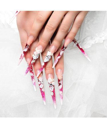 180 Extra Long Stiletto False Nails Tips Set with Files - Clear | DIY Manicure Salon Practice Kit - Buy Online on GoSupps.com