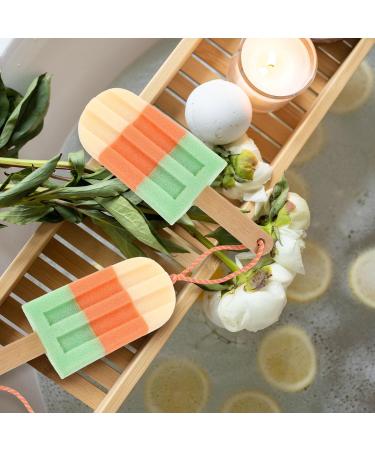 MILISTEN 3Pcs Ice Cream Body Sponge Scrubber - Exfoliating Shower Puffs with Hanging Rope - Fun Bath Accessories for All Skin Types - Buy Online on GoSupps.com