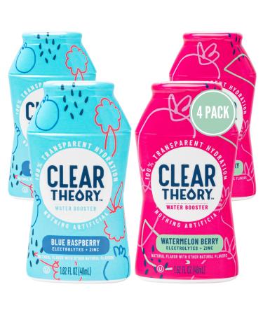 Clear Theory Water Flavoring Drops with Electrolytes, Water Enhancer Liquid Flavored Water Drink Mix, Hydration for Kids, Vegan, Gluten Free, Low Calorie (Blue Raspberry & Watermelon Berry)