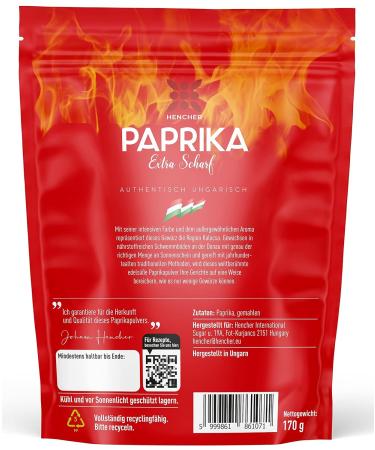 Extra Hot Hungarian Paprika Powder - 170g Authentic Delicatessen from Kalocsa Ideal for International Shipping - Buy Online on GoSupps.com