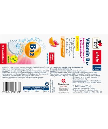 Buy Double Heart High-Dose Vitamin B12 - 15 Vegan Effervescent Tablets | Energizing Orange Pomegranate Flavor - International Shipping - Buy Online on GoSupps.com