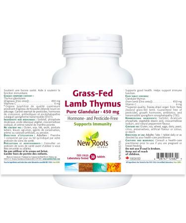 New Roots Herbal Grass-Fed Lamb Thymus Pure Glandular 450mg 30 Tablets Premium Thymus Glandular Supplement - Natural Source Essential Nutrients for Overall Wellness Supports Thymus Gland Function - Buy Online on GoSupps.com