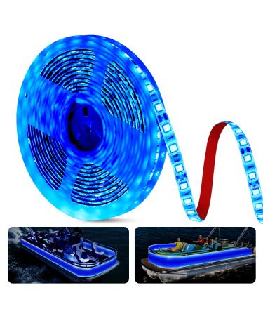 JUIOHAKY Marine LED Strip Lights Pontoon Boat Lights Boat LED Strip Lights 12V Waterproof, LED Boat Lights Interior Boat Deck Lights for Kayak, Jon Boat, Bass Boat, Fishing Boat (Blue, 16.4ft) Blue (16.4FT)