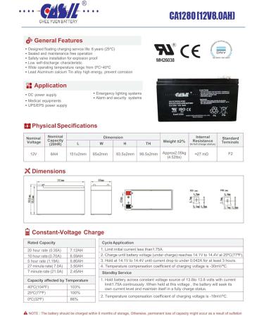12 Volt 8 Amp AGM SLA Sealed Lead Acid Battery - Replaces Weize FP1280 UB1280 Neptune NT1280 | Best International Shipping - Buy Online on GoSupps.com