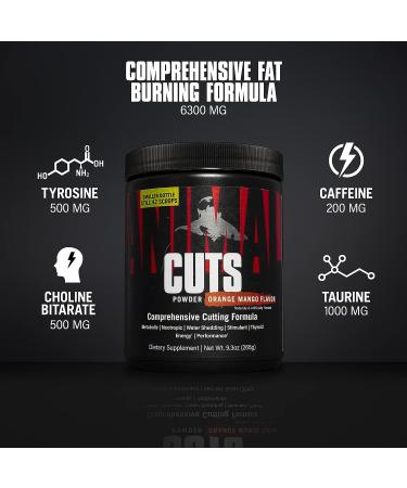 Animal Cuts Powder 8.3 oz - Weight Management & Fat Burner Supplement with Nootropics, Carnitine, Tyrosine - Metabolic Enhancer & Diuretic - Orange Mango Flavor - 42 Count - Buy Online on GoSupps.com
