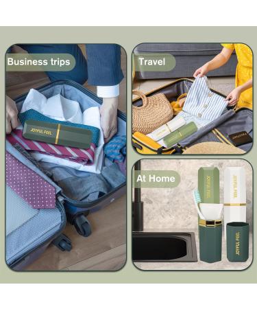 Buy Hejo Toothbrush Etui Travel Case | Waterproof Toothbrush Holder & Cup for Family Camping Trips - Portable & Stylish in White Light Green Dark Green - Buy Online on GoSupps.com