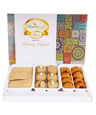 Ghasitaram Gifts Lohri Gifts Assortment of Khasta Gachak Khajoor and Mawa Til Laddoo 600 GMS