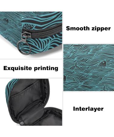 Stylish Menstruation Pad Bag with Zipper | Sea Fish Wave Pattern - Women's Tampon & Napkin Organizer - Buy Online on GoSupps.com