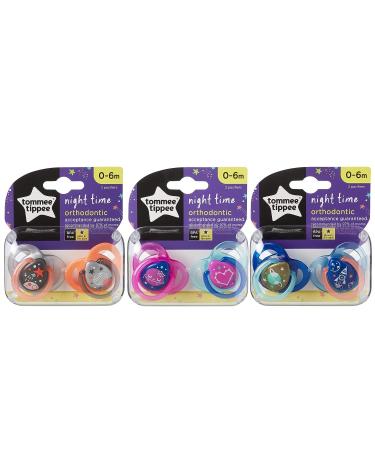 Tommee Tippee Glow in The Dark Pacifiers, 0-6m, BPA-Free Silicone, 2-Pack - Assorted Colors - Buy Online on GoSupps.com