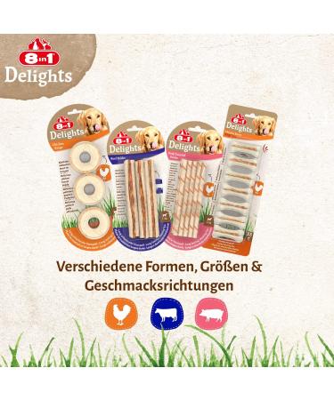 Buy 8in1 Delights Beef Sticks - Healthy Chews for Sensitive Dogs | High Quality Beef Wrapped in Beef Skin | 2 Pack (6 Sticks) - Buy Online on GoSupps.com