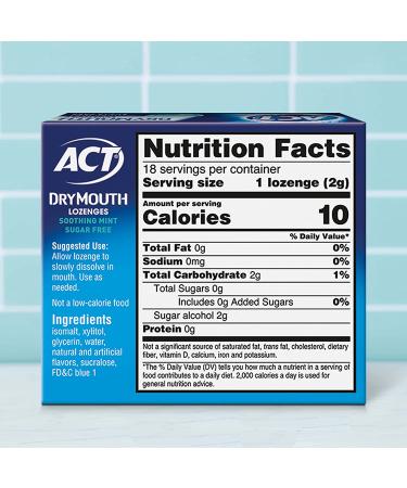 ACT Dry Mouth Lozenges with Xylitol - Soothing Mint, 18 Count (Pack of 6) - Buy Online on GoSupps.com