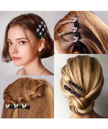 8pcs Sparkling Crystal Stone Braided Hair Clips for Women - Butterfly Design with 3 Small Clips - Ideal for Thick Hair - Includes Extra Ear Bone Clips - Buy Online on GoSupps.com