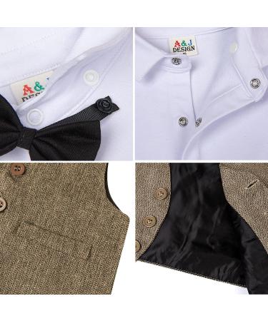 Mint Green Baby Boy Romper Suit Infant Gentleman Jumpsuit 3-6 Months Brown - Buy Online on GoSupps.com