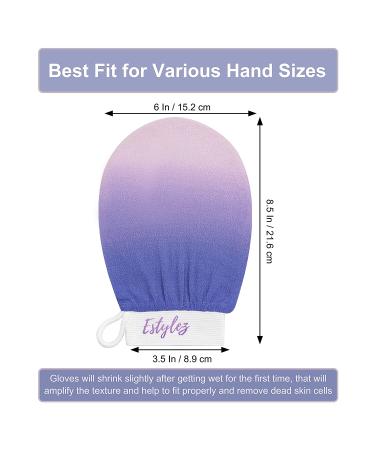 E-STYLEZ Korean Exfoliating Mitt 2 PCS | Blue Gradient Dead Skin Remover | Body Exfoliator Glove for Deep Exfoliation | Soft Illuminated Skin | Women and Men - Buy Online on GoSupps.com