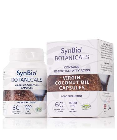 SynBio Botanicals - Virgin Coconut Oil Capsules 1000mg | Vegan Certified | Made in UK | | Rich in MCT | Cold-Pressed | Meal Replacement | Gluten Free | Salt Free | Nut Free | Halal