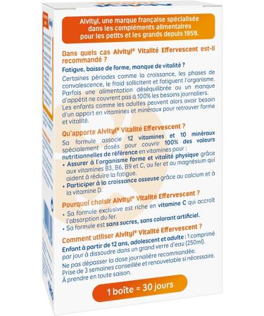 Alvityl - Vitality effervescent tablets - 12 vitamins and 10 minerals - From 12 years old - 30 tablets - Buy Online on GoSupps.com
