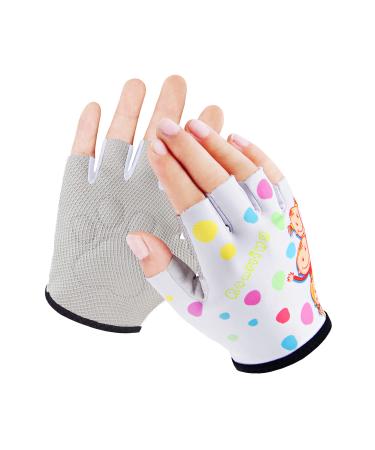 Kids Half-Finger Monkey Bar Gloves for Age 1-10 Boys Girls Climbing Biking Good Grip Control Gloves for Gymnastics Balance Boards Outdoor Sports White Small