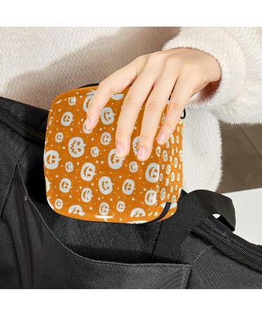 Guantierendiy Halloween Pumpkin Menstrual Cup Pouch | Large Capacity Sanitary Napkin Storage Bag | Portable Makeup Organizer for Girls | Color 4 - Buy Online on GoSupps.com