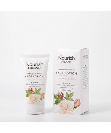 Nourish Organic Rosewater & Argan Face Lotion - Lightweight, Moisturizing, GMO-Free, Cruelty-Free, Vegan | 1.7oz - Buy Online on GoSupps.com