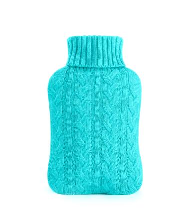 samply Hot Water Bottle with Knitted Cover 2L Hot Water Bag for Hot and Cold Compress Hand Feet Warmer Neck and Shoulder Pain Relief Sky Blue 2L Green