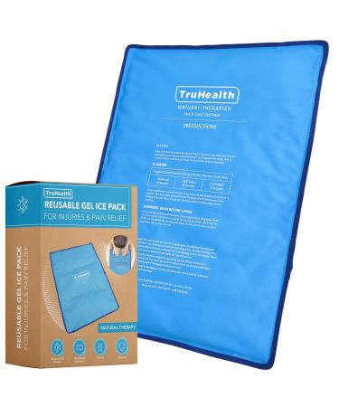 Truhealth Extra Large Ice Pack for Injury - Hot & Cold Gel Ice Pack - Reusable Ice Packs Pads & Therapy Compress Blue 1 Count (Pack of 1)