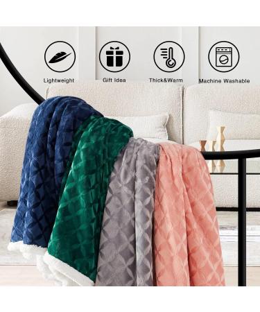 Sherpa Throw Blanket Twin Size Blue - Cozy Reversible Flannel Fleece for Couch Sofa Bed - 60 x 80 - Buy Online on GoSupps.com