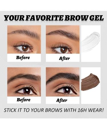 U-Shinein The Brow Glue 14H Extreme Hold Eyebrow Gel Non Sticky Formula Natural Finish Strong-Hold Clear-Drying and Water-Resistant Brow Gel Creates Laminated Brows LImitless Brow Looks Clear and Brown Clear + Brown - Buy Online on GoSupps.com
