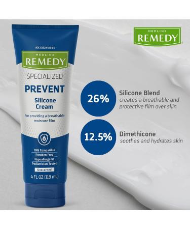 Medline Remedy Specialized Silicone Cream Unscented (4 fl oz) Gentle Breathable Film for All Ages Paraben-free and Hypoallergenic Skin Care Barrier for Dry Cracked Skin - Buy Online on GoSupps.com