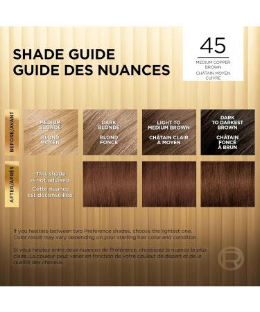 L'Oreal Paris Superior Preference 9 weeks of Luminous Fade-Defying Permanent Hair Dye 45 Medium Copper Brown 100% Grey Coverage 1 Hair Dye Kit (Packaging May Vary) 1 count (Pack of 1) Medium Copper Brown - Buy Online on GoSupps.com
