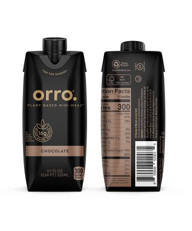 Orro Plant Based Meal Replacement Drink - Chocolate Flavor - 16g Protein - 23 Vitamins & Minerals - No Soy, Dairy, Artificial Sweeteners - 11.1 fl oz (Pack of 12) - Buy Online on GoSupps.com