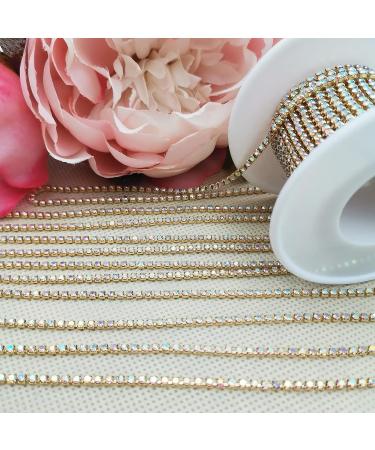 LYFJXX 2MM Crystal AB Rhinestone Trim - 10 Yard Roll for DIY Jewelry Crafts (Gold) - Buy Online on GoSupps.com