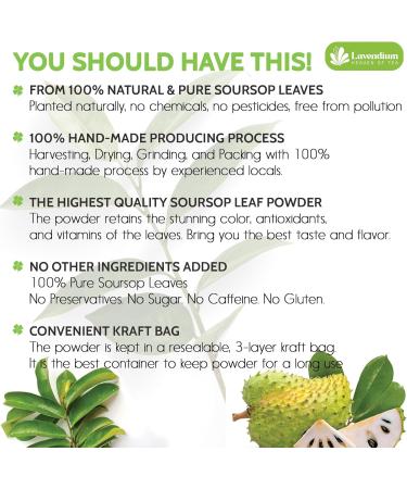 Lavendium Premium 100g (3.52oz) Soursop Leaf Powder 100% Natural & Pure from Soursop Leaves Wildcrafted Graviola Powder Hoja Guanabana Soursop Loose Leaf Powder - Buy Online on GoSupps.com