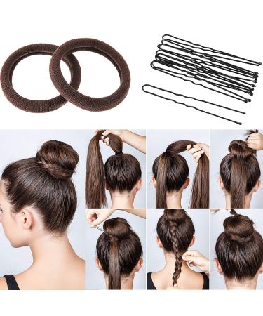 Hair Bun Shaper Set with Donut, Bun Marker, Ponytail Tools, Bobby Pins & Elastic Bands - Brown Bun Maker Kit for Women & Kids - Buy Online on GoSupps.com