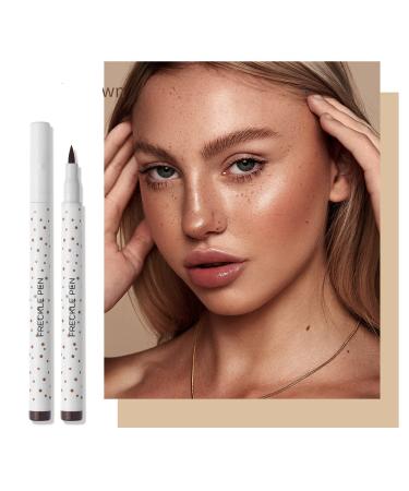 MAEPEOR Freckle Pen Dark Brown Natural Faux Freckles Makeup Pen Waterproof Longlasting Soft Dot Sopt Pen Create Natural Sunkissed Skin for Beginners or Professional (Dark Brown  0.11 oz)