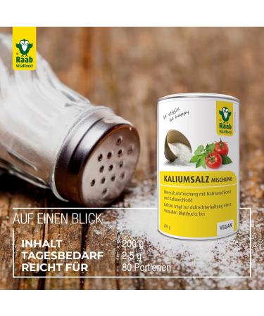 Raab Vitalfood Potassium Salt Mixture - Mineral Blend for Healthy Blood Pressure | 200g Can - International Shipping Available - Buy Online on GoSupps.com
